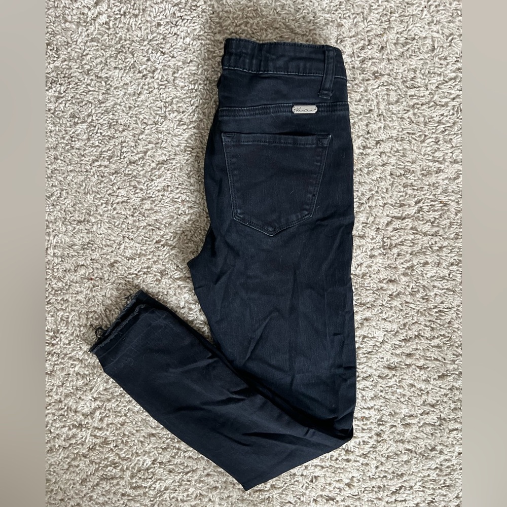 Kancan raw hem skinny jeans- worn black color